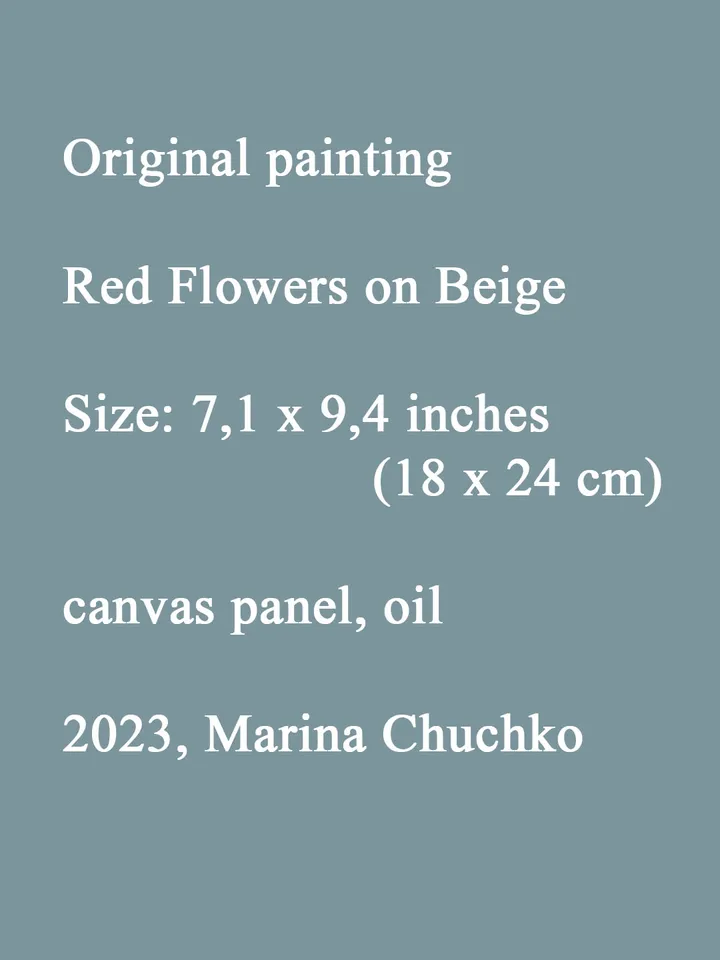 Red Flowers PAINTING 7,1x9,4" ORIGINAL Artwork Flower Art Signed by artist Marina Chuchko Impressionist Oil Painting