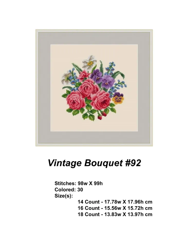 Berlin Woolwork Bouquet 92 Flowers Vintage Cross Stitch Pattern PDF Compatible Pattern Keeper