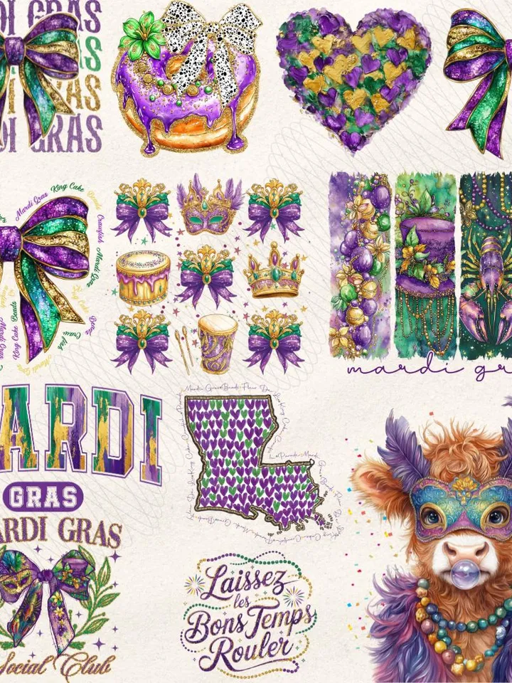 Brushstroke Mardi Gras png bundle, Fleur De Lis coquette png, coquette mardi gras png, Mardi Gras png, Louisiana png,checked mardi gras png