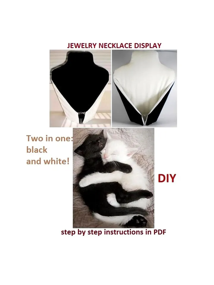 Tutorial necklace display bust, Make a Vendor Display, DIY Jewelry display, Two in one: Black and White! Step by step instructions in PDF