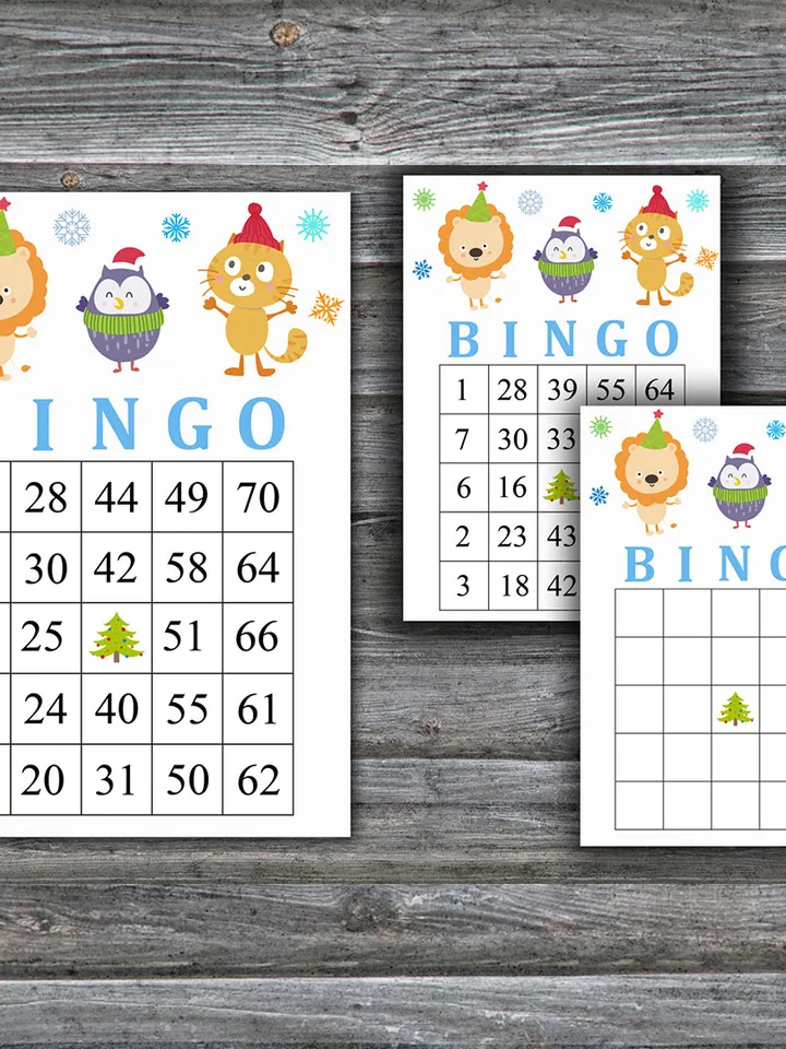 Christmas animals bingo game,Christmas bingo game card,Christmas Bingo Printable,Holiday Bingo Cards,INSTANT DOWNLOAD-55