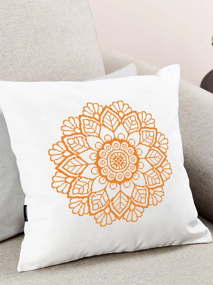 Mandala flower cross stitch pattern download PDF, Floral ornament cross stitch chart, Easy mandala pattern digital PDF, DIY Home decor #M14