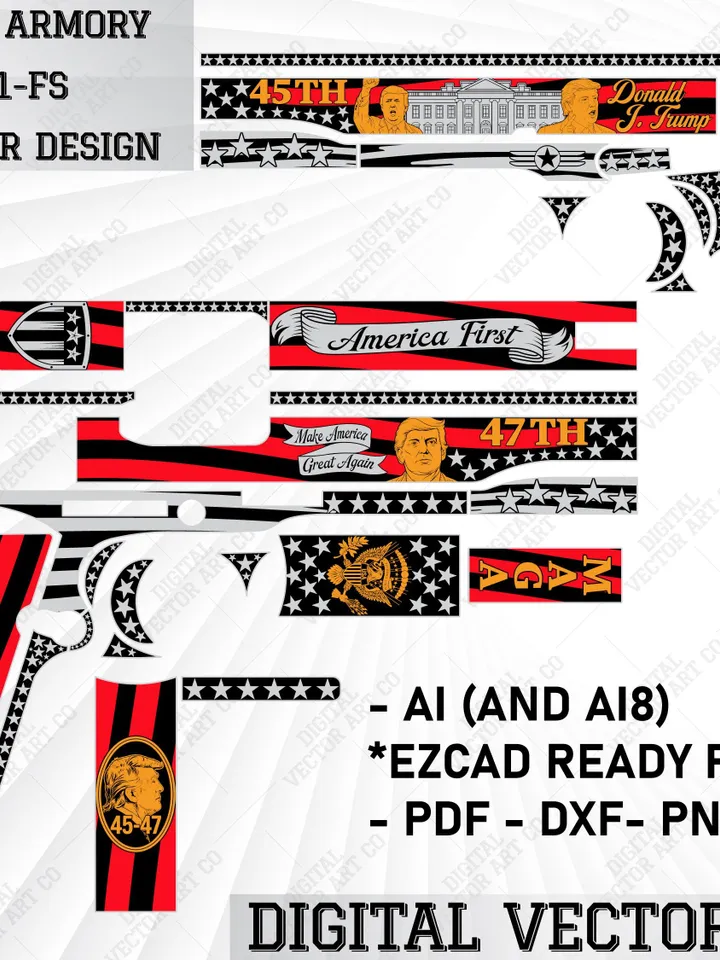 Trump Vector Design Rock Island Armory M1911 A1-FS | Trump Svg Custom Laser Engraving Artwork