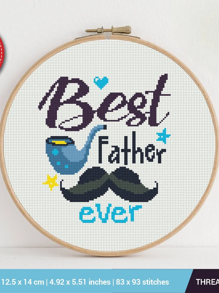 Best Father Cross stitch pattern | Embroidery Pattern | Instant Download | Embroidery Designs