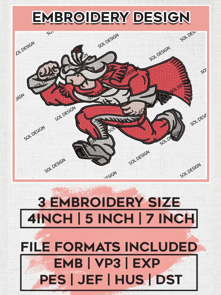 UNLV Rebels Mascot Logo Embroidery Files, NCAA UNLV Rebels Team Embroidery, NCAA UNLV, 3 sizes, Machine embroidery designs, Digital Download
