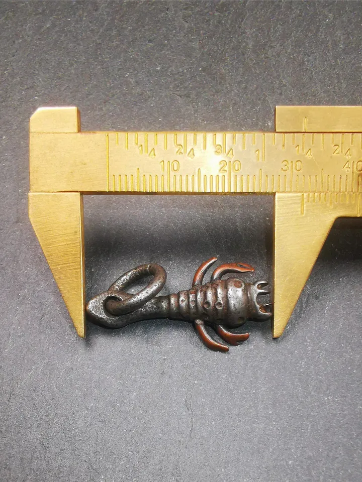 Gandhanra Antique Tibetan Thokcha Amulet Pendant,Scorpion Guru of Padmasambhava, Buddhist Scorpion Totem, Made of Thunder Iron,1.26"