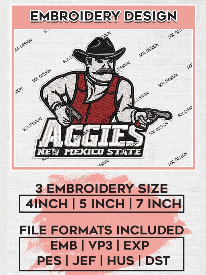 New Mexico State Aggies Team Mascot Logo embroidery designs, NCAA New Mexico State Aggies Machine embroidery designs, NCAA College Team Logo embroidery designs, Machine embroidery designs, Digital Download