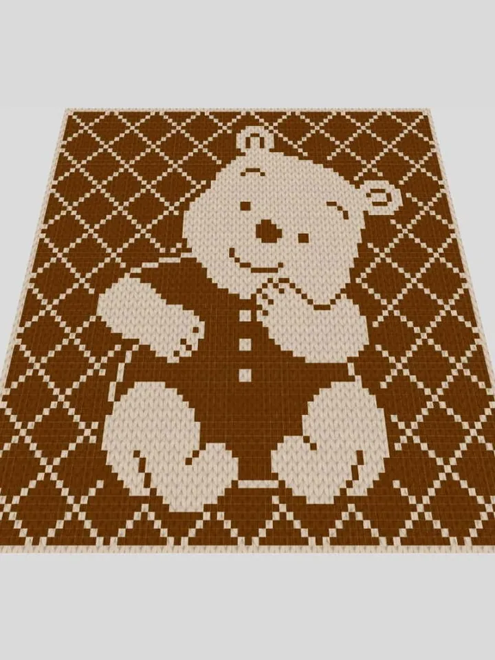 Loop yarn Finger knitted BabyBear blanket pattern PDF