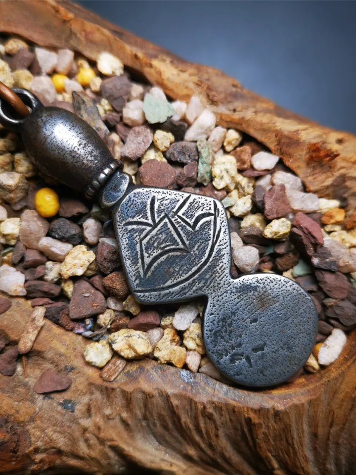 Gandhanra Vintage Skull Sītavana Phurba Amulet,Kila,Kilaka Pendant, Handmade Cold Iron Amulet