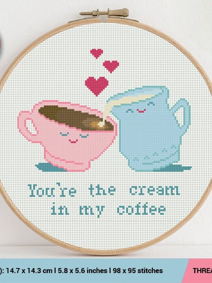 Coffee and Cream Cross stitch pattern | Embroidery Pattern | Instant Download | Embroidery Designs