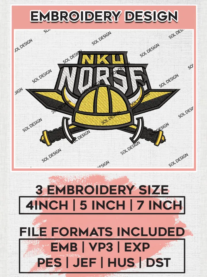 Northern Kentucky Norse Logo Machine Embroidery Design, NCAA NKU Norse Embroidery Design Design files, NCAA Embroidery Designs, NCAA Machine Embroidery Designs, Digital Download