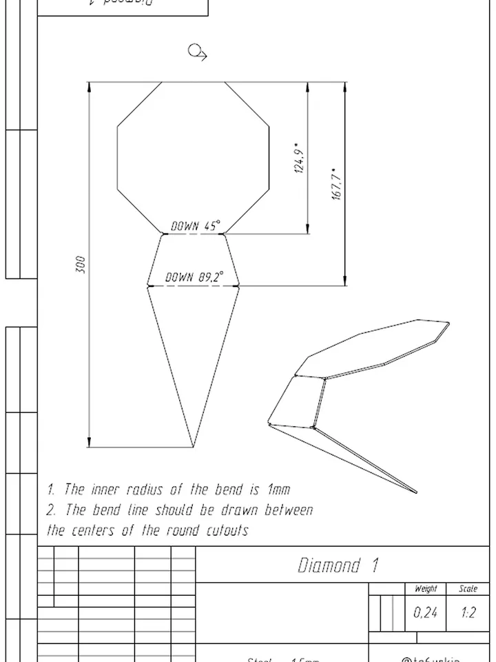 Welding Project Plans Drawings Diamond (DXF, PDF)