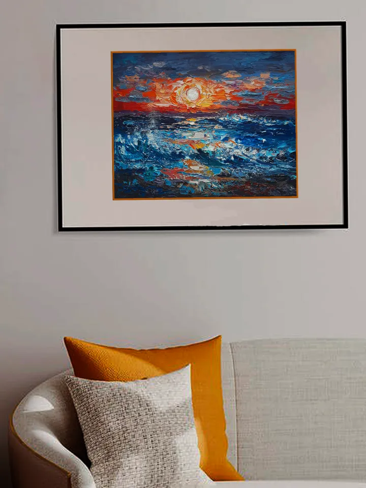 Oil painting Sunset on the sea 24x30 cm (9,5х11,8 inches)