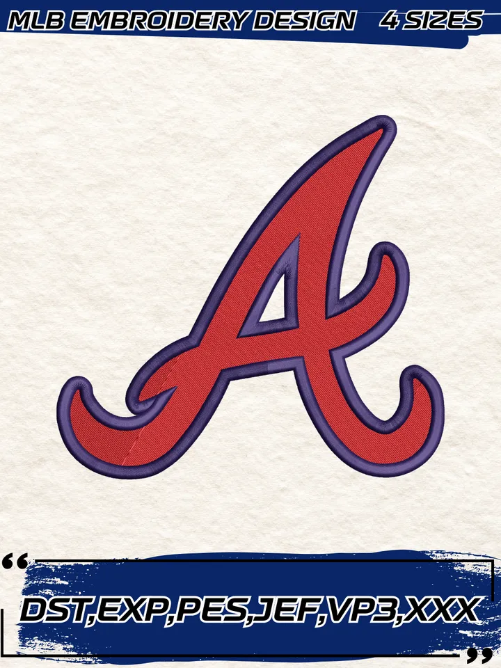 Atlanta Braves Alternate Logo Embroidery Design,MLB Embroidery Design,Machine Embroidery Design File,4 Sizes, Digital Download