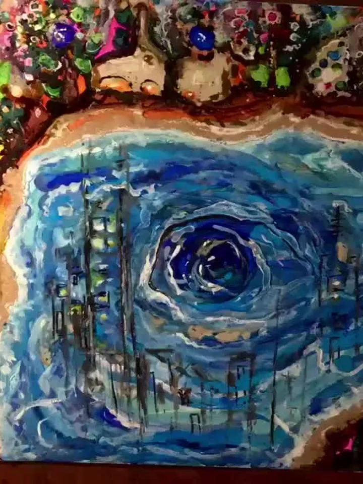 Lost in the paradise,original alcohol inks and watercolour mix media artwork on yupo paper,modern fantasy painting,one of a kind