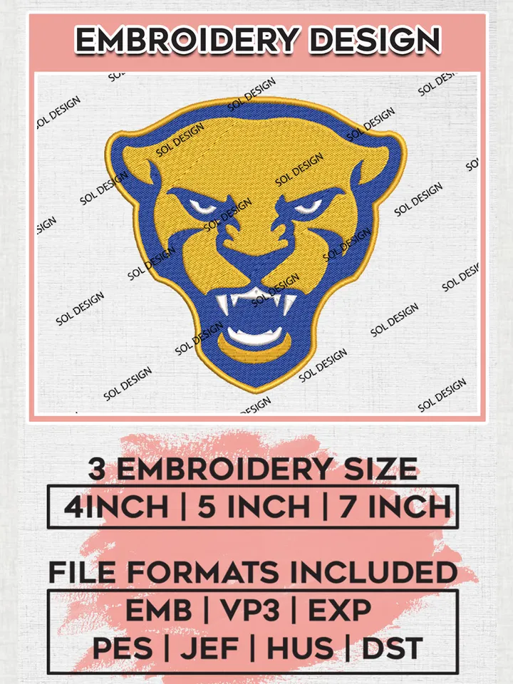 Pittsburgh Panthers Mascot Embroidery Designs, NCAA Logo Embroidery Files, NCAA Pittsburgh Panthers Logo, NCAA Embroidery Designs, Machine Embroidery Designs, Digital Download