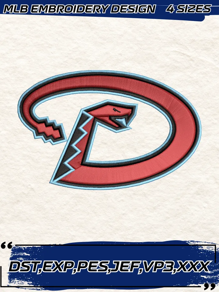 Arizona Diamondbacks Cap Logo Embroidery Design,MLB Embroidery Design,Machine Embroidery Design File,4 Sizes, Digital Download