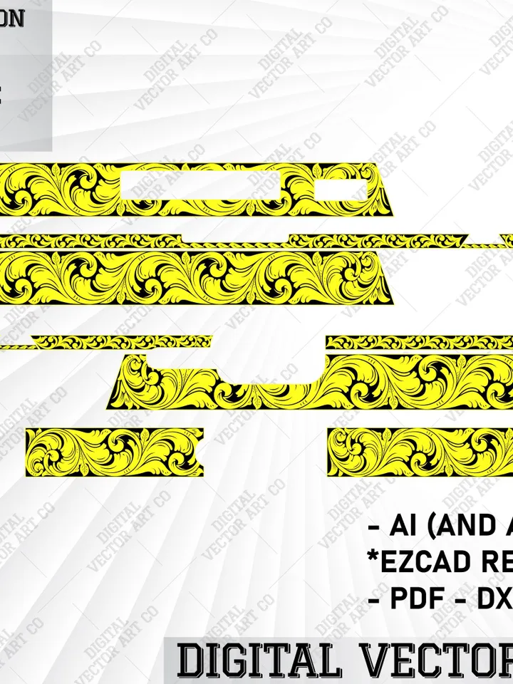 Smith and Wesson Springfield, MA USA SW9VE Scroll  Design | Laser Engraving Scrolls | Scroll Patterns | Vector Design | Svg Laser Cut File