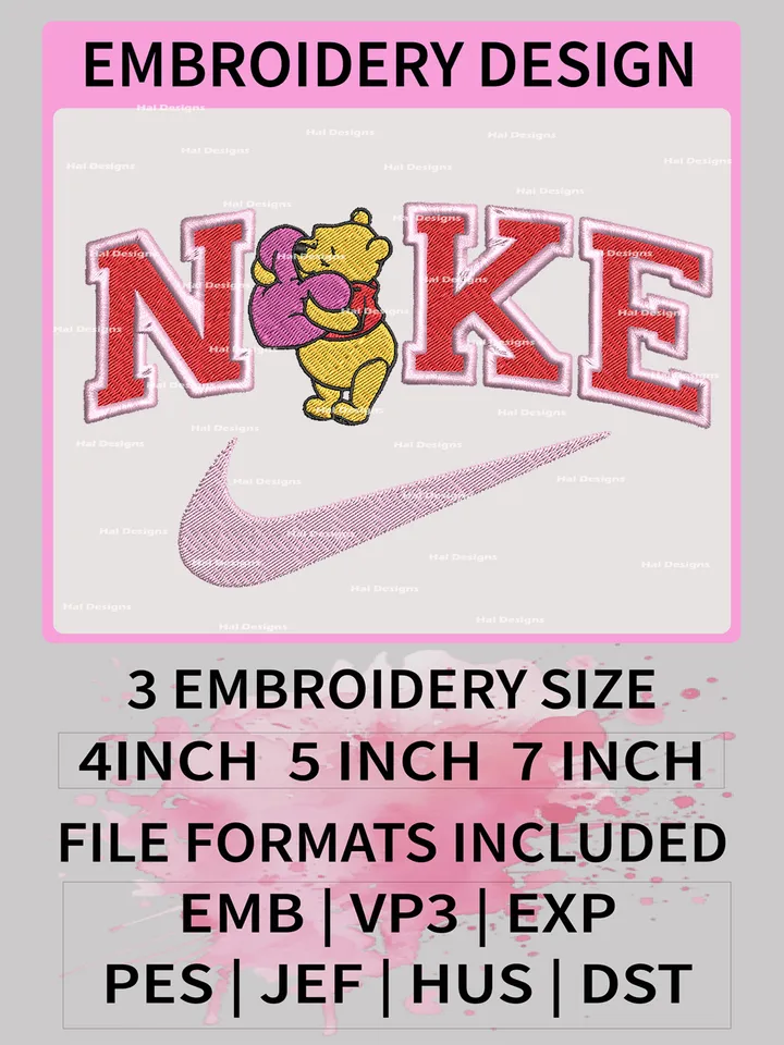 Nike Pooh Heart Embroidery Designs, Winnie The Pooh Machine Embroidery Design,Nike Embroidery Design,Embroidery Machin