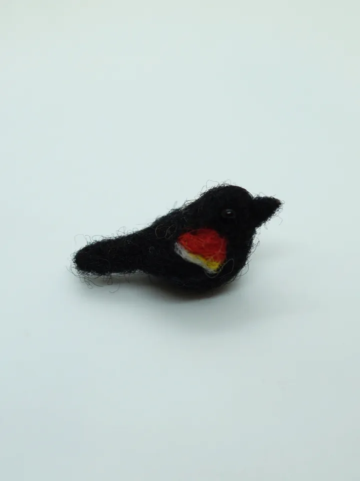 Red-winged blackbird, miniature needle felted blackbird, tiny bird, made to order