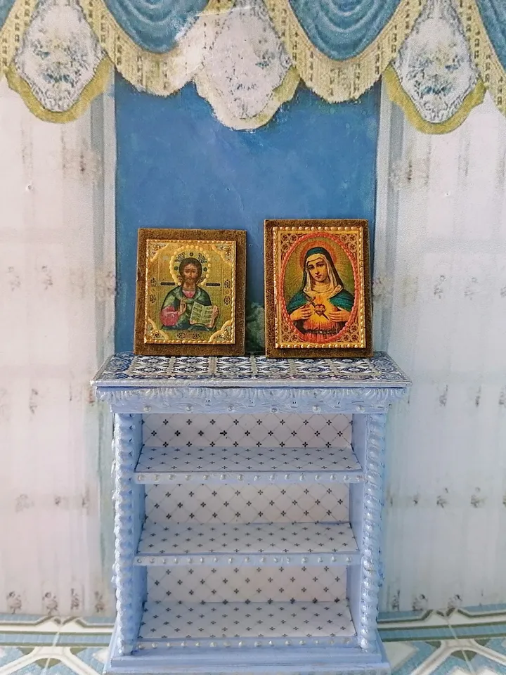 Christmas icon.Miniature icon. Puppet miniature. Handmade. 1:12.