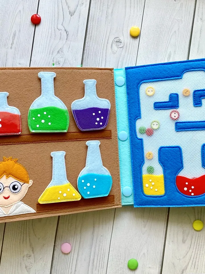 Science Quiet book pattern PDF & Tutorial pages, Felt book pattern svg, Quiet book ideas, Sensory toys, Pdf felt sewing pattern for toddler