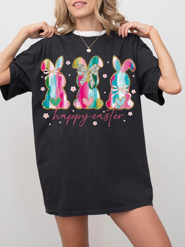 Happy Easter PNG, Coquette Easter Bunny Png, Retro Easter Png, Easter Coquette Png, Brushstroke Easter Png, Glitter Easter Png, Easter Girl