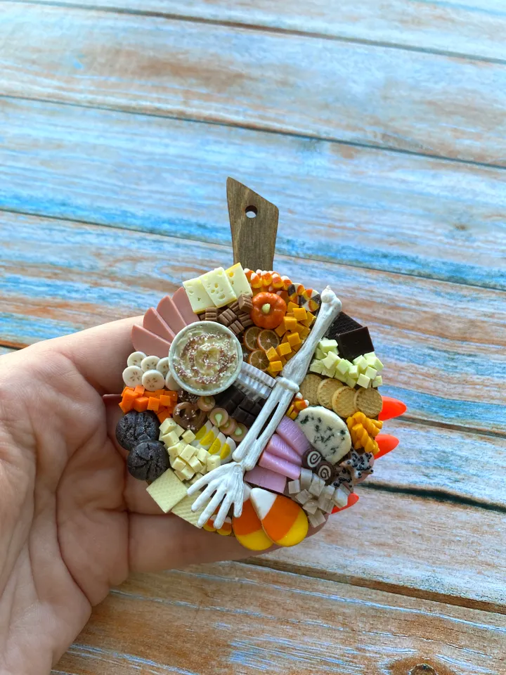 Magnet Miniature Halloween Charcuterie Board with Polymer clay Souvenir