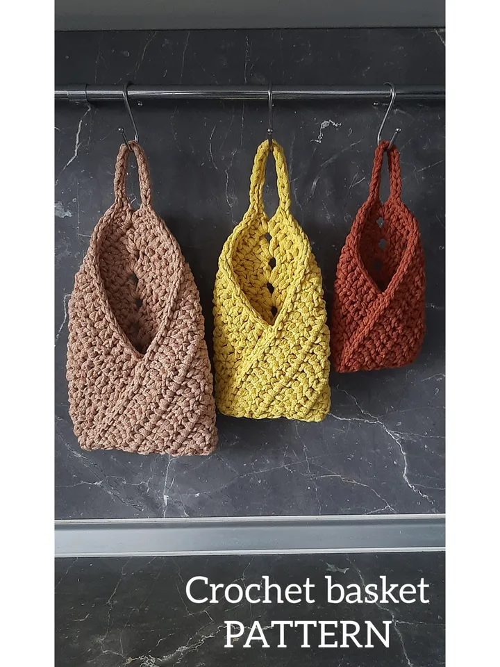 Crochet hanging basket pattern, crochet decor DIY, Crochet pattern for beginners, gifts for mom DIY, holiday pattern