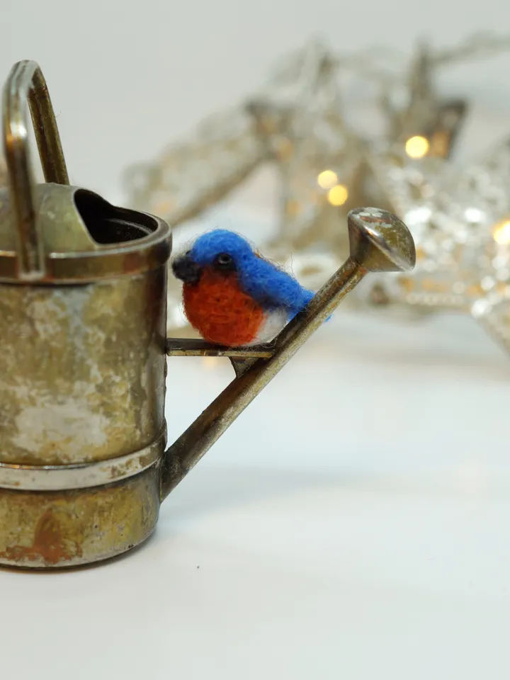 Tiny needle felted bluebird, miniature bird, made to order