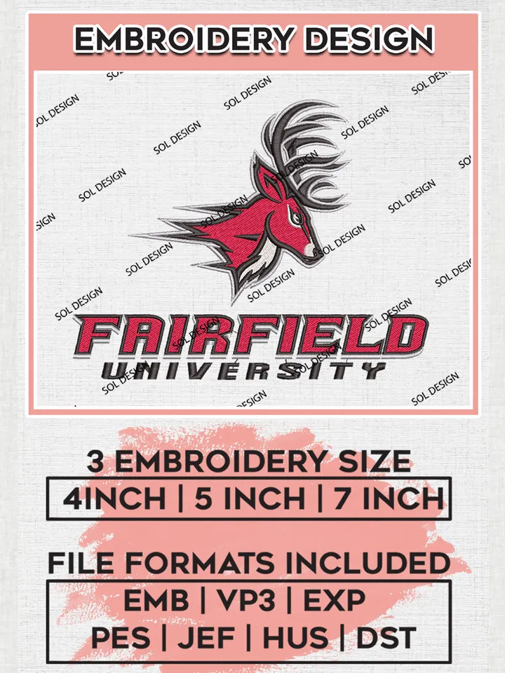 NCAA Fairfield Stags College Football Team Logo Embroidery Design Files, NCAA Fairfield Stags Machine Embroidery, NCAA Teams, 3 sizes, NCAA Machine embroidery designs, Digital Download