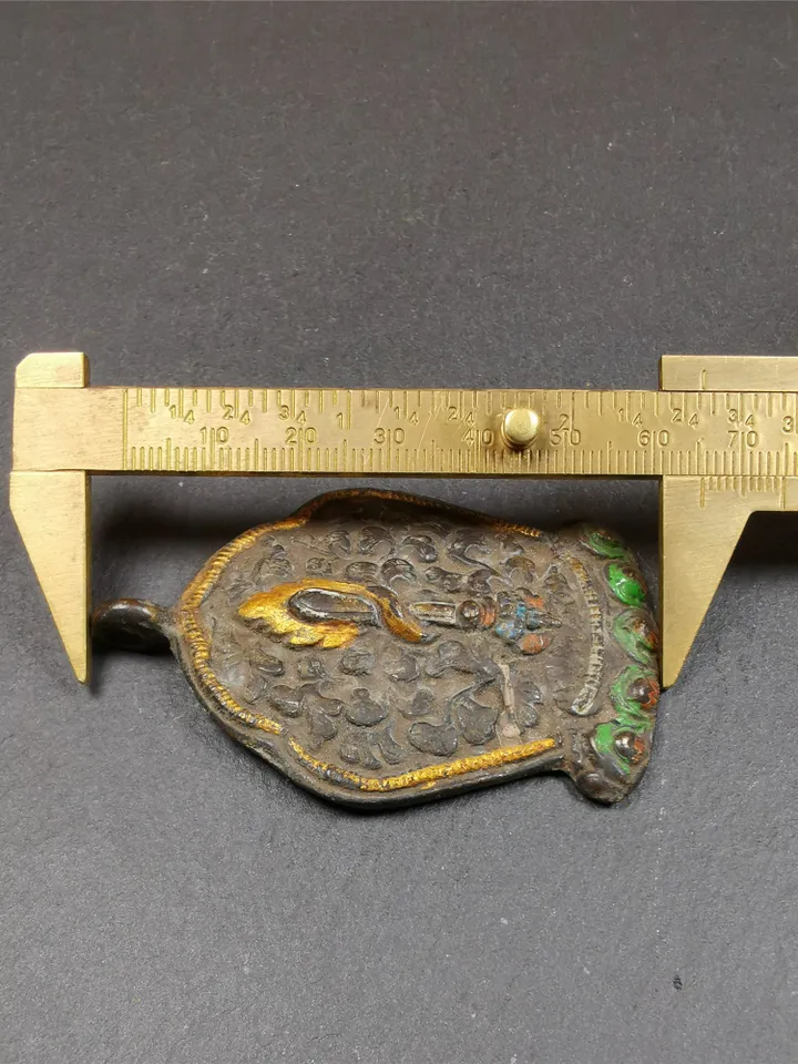 Gandhanra Vintage Tibetan Buddhism Amulet Badge,Fire Vajra Sword of Wisdom Buddha Manjushri, Made of Copper,2.2" × 1.8"