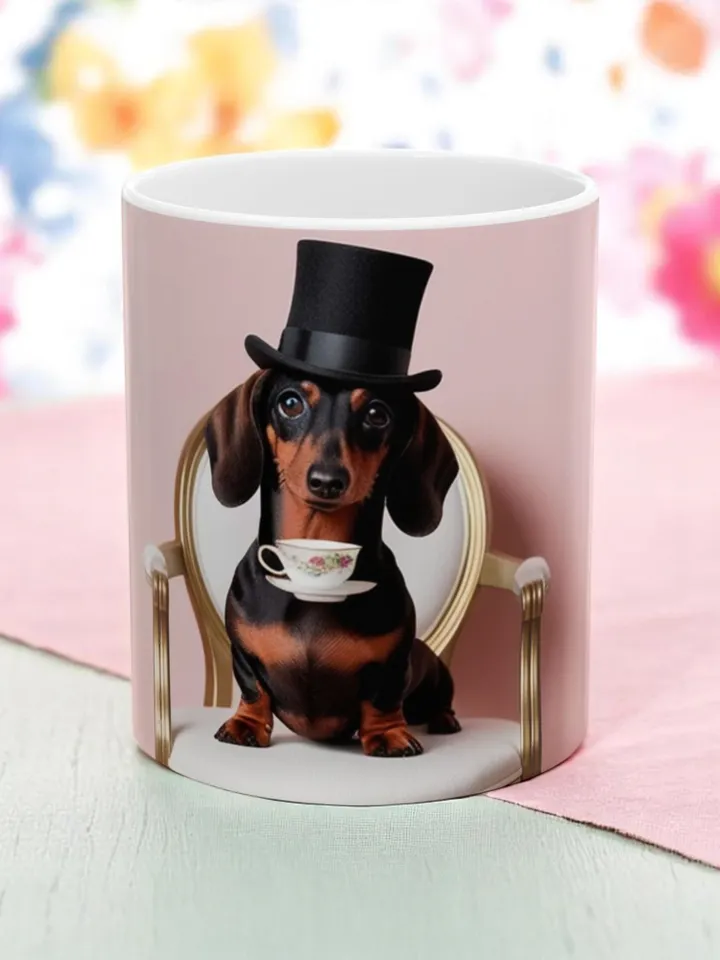 Whimsical Dachshund Mug, Cute Dog Coffee Cup for Animal Lovers, Perfect Gift for Pet Owners, Birthday, Housewarming, Tea Lover, Ceramic Mug