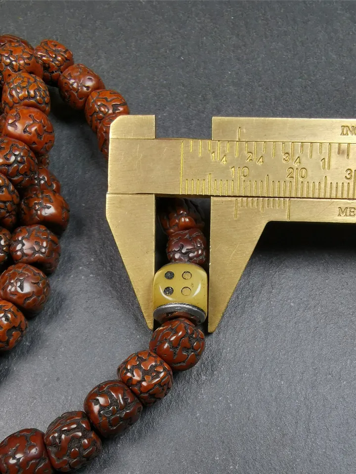 Gandhanra 108 Tibetan Rudraksha Beads Mala,Prayer Beads Necklace,Rosary Beads for Meditation,Diameter 0.35", Circumference 35"