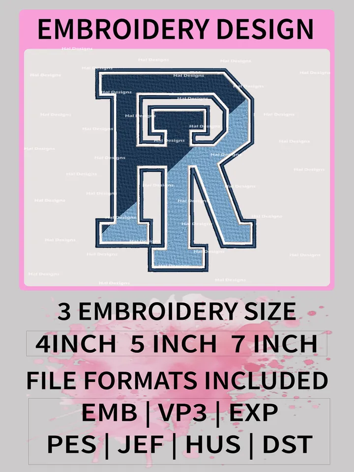 NCAA Rhode Island Rams Embroidery File, 3 Sizes, 6 Formats, NCAA Machine Embroidery Design, NCAA Logo, NCAA Teams