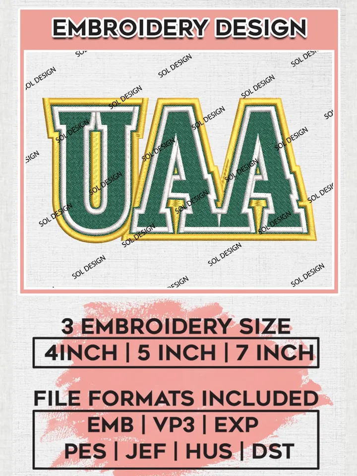 NCAA UAA Seawolves Team Logo Embroidery Design Files, NCAA Alaska Anchorage Seawolves Machine Embroidery, NCAA Teams, 3 sizes, NCAA Machine embroidery designs, Digital Download