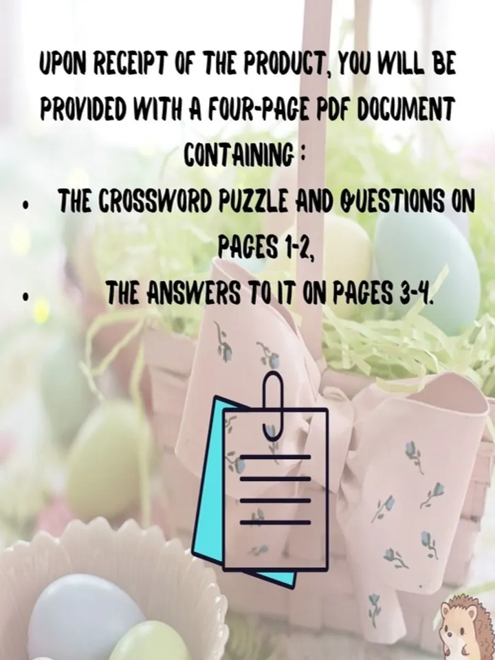 Puzzle Crossword on the theme of Easter in French.