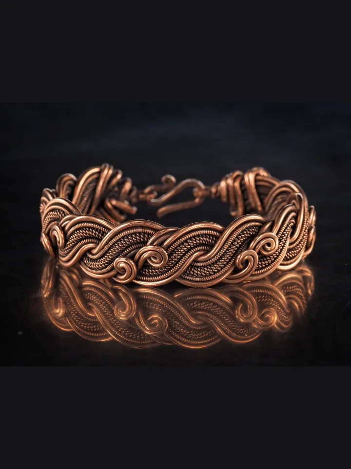 Wire wrapped copper bracelet for woman Antique style copper jewelry WireWrapArt