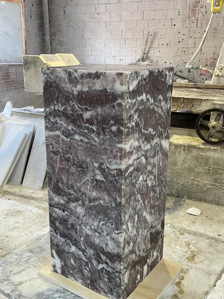 Dark Calacatta Viola Marble Plinth real marble, handmade, freeshipping, fast shipping, end table, cube table, side table