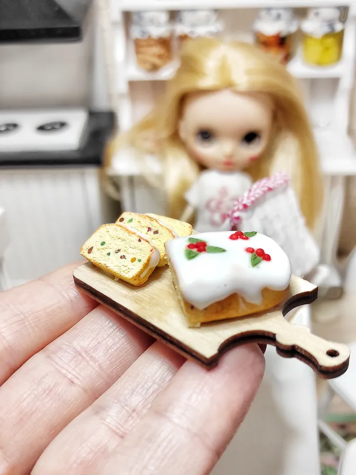 Christmas cupcake with candied fruits for dolls and dollhouses - Christmas dessert for dolls - food for dolls