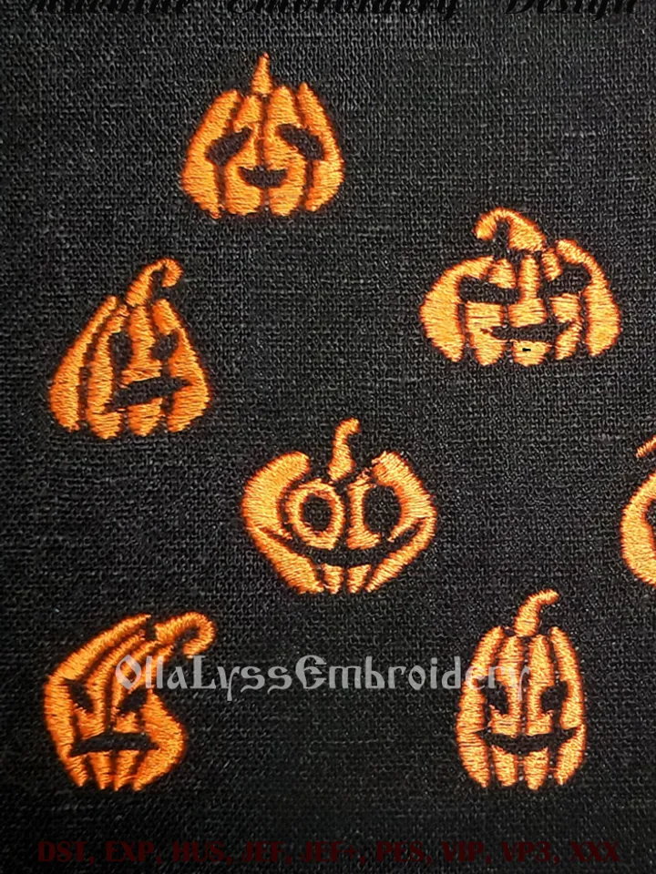 Mini Halloween Pumpkins machine embroidery designs
