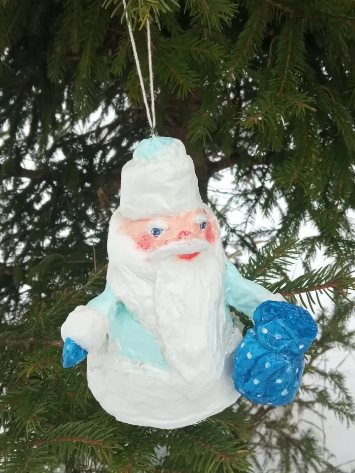 Santa Claus pendant on the Christmas tree, Xmas Santa figurine Handmade. Home decor indoor. Christmas gifts