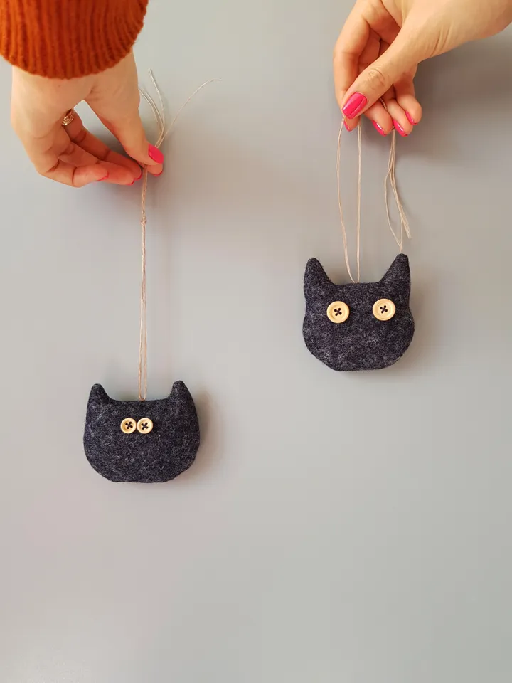 2 Felt Cats sewing patterns PDF, Halloween decor diy