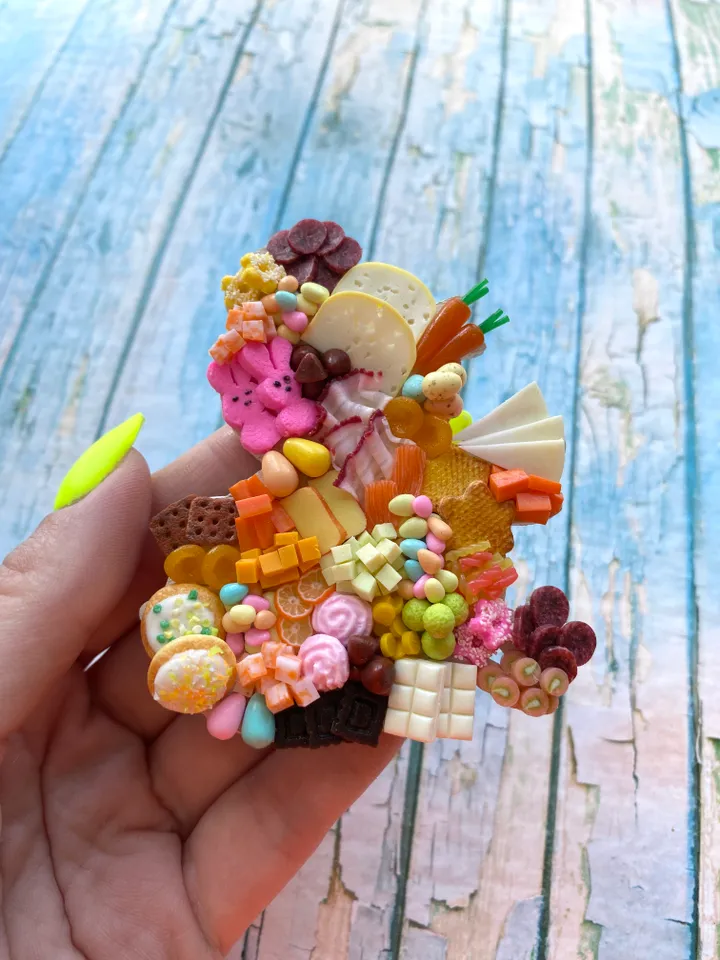 Magnet Miniature Easter Charcuterie Board with Polymer Clay