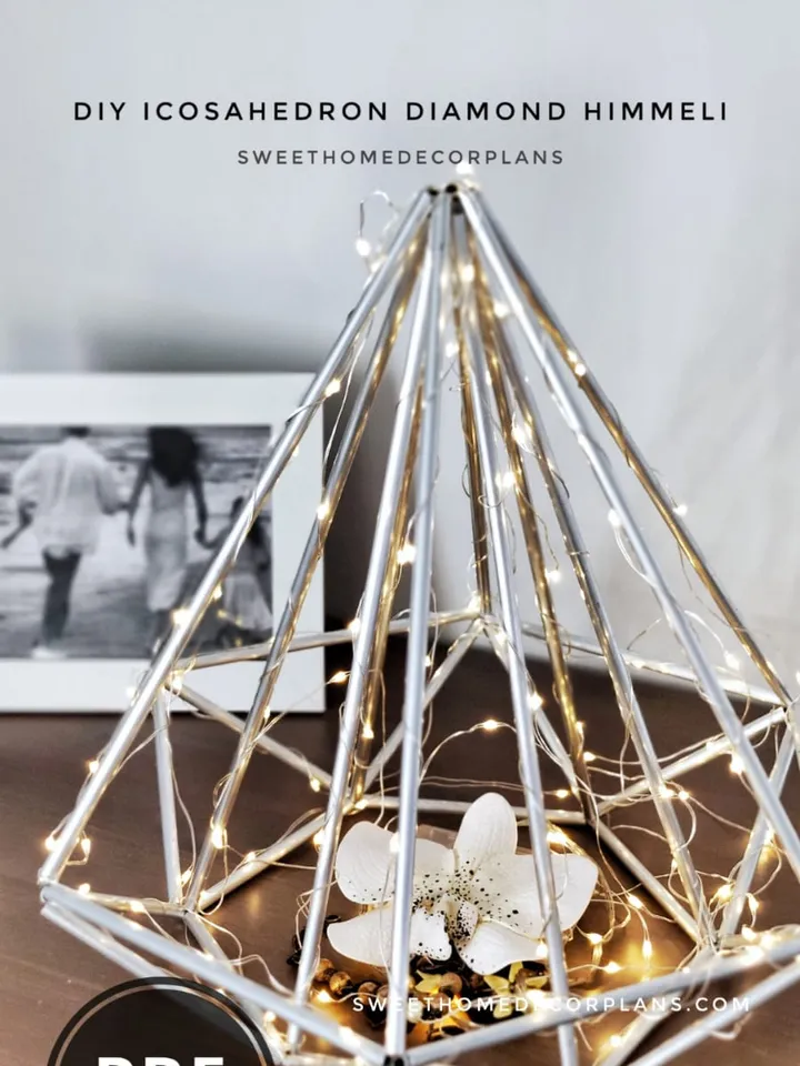 DIY Christmas geometric diamond icosahedron himmeli for wedding centerpieces pdf. Bridal shower & stellar wedding decor, party home decor. Tutorial pdf