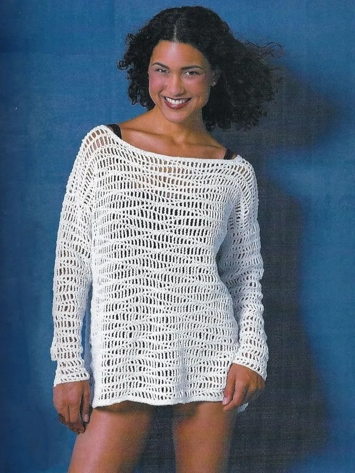 Mesh sweater crochet pattern , summer sweater crochet, beach tunic Crochet pattern PDF