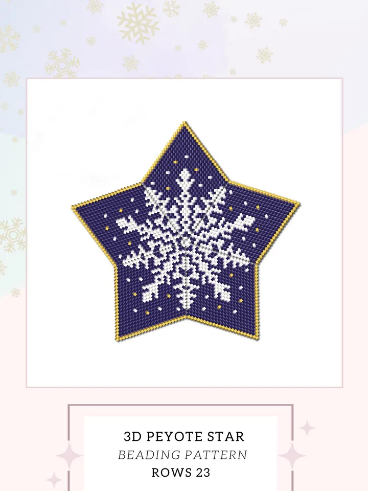 Snowflake, 3D Peyote Star Beading PDF Pattern, Christmas ornament
