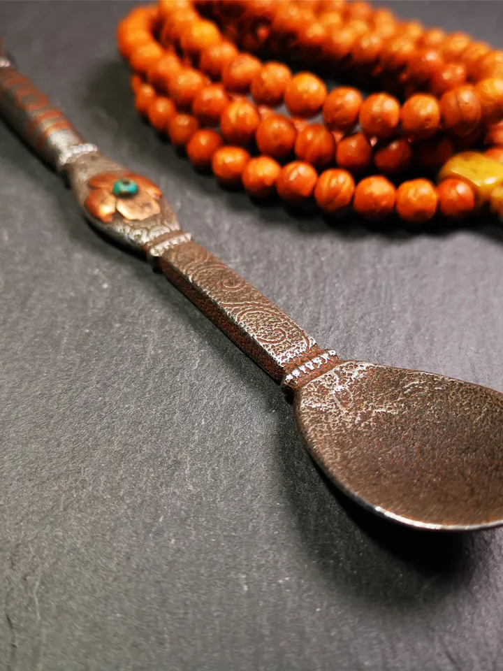 Gandhanra Handmad Tibetan Buddhist Tsog Offering Spoon,Serving Ritual Implement for Worship Ceremony,7.1&quot;