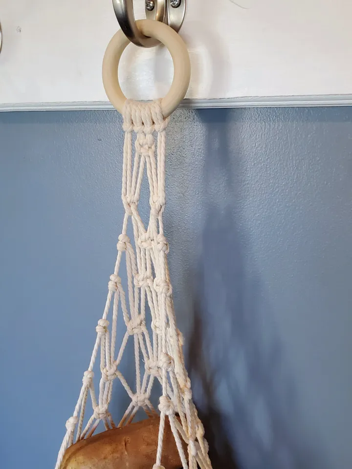 Macrame Potato Net Macrame Produce Bag for Boho Kitchen Decor Kitchen Storage Organization Macrame Fruit Hammock Unique Boho Gift Under 50