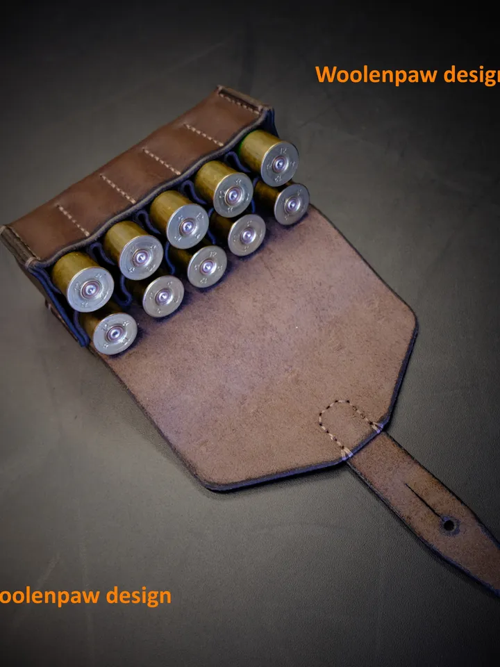 Handmade leather Bandolier for 10 rounds of 16 or 12 gauge.